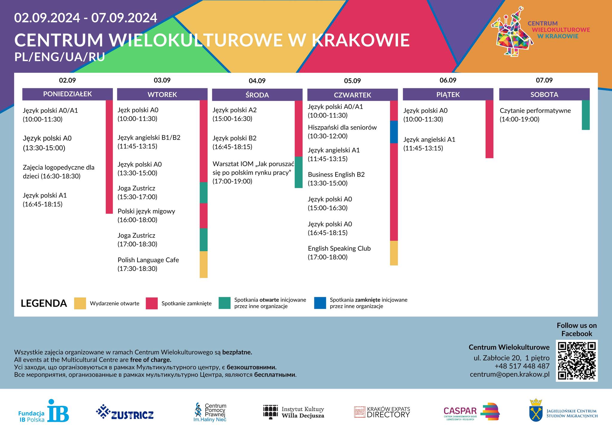 PL/ENG/UA/RU ⠀ Jak wygląda przyszły tydzień (02.09-07.09) w Centrum Wielokulturowym? Zobaczcie sami!…